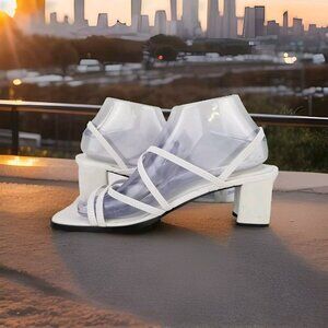 ✅Donna Lawrence Slingback Heels Women's 8.5M PRINCESS White Strappy Fun Sandals